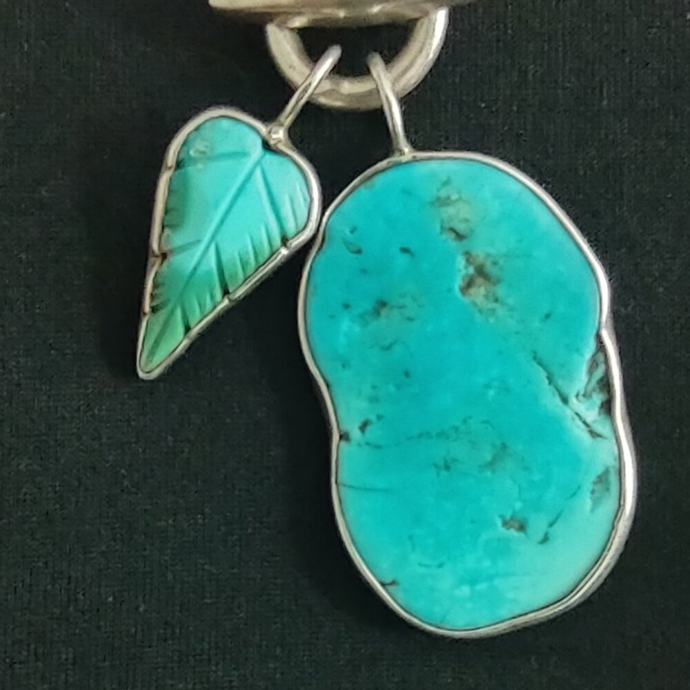 Amy Kahn Russell AKR Sterling Silver Turquoise Necklace - 16".  50 grams - Picture 9 of 14